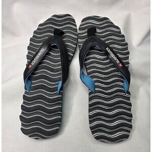 Quiksilver Flip Flop Sandals Mens Size 10 Black Striped Beach Pool Surf
